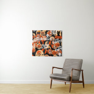 Süße und gruselige Halloween-Spooky-Vibes Wandteppich