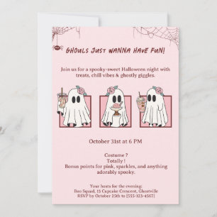 Süße und gruselige Kawaii-Halloween-Party-Einladun Einladung