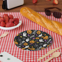 Süße und gruselige Skelette für Halloween Pappteller