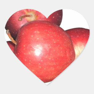 Süße und knackige rote Äpfel - Bio-Obst-Druck Herz-Aufkleber