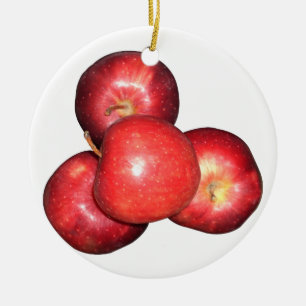 Süße und knackige rote Äpfel - Bio-Obst-Druck Keramikornament