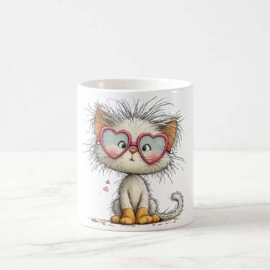Süße und kuschelige Katze auf Kaffeetasse (Mittel)