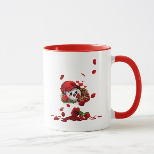 Süße und Liebenswerte Valentinstag-Baseball-Design Tasse (Rechts)
