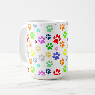 Süße und lustige bunte Haustier-Pfoten-Muster Kaffeetasse