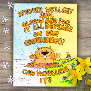 Süße und lustige Cartoon-Grundhog-Day-Darstellung Postkarte