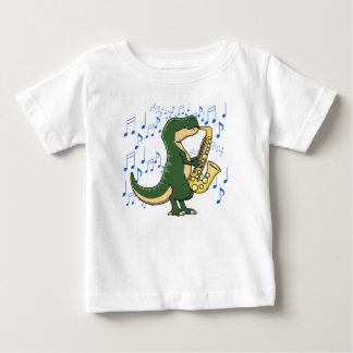 Süße und lustige Dinosaurier T-Rex Saxophon Musik Baby T-shirt