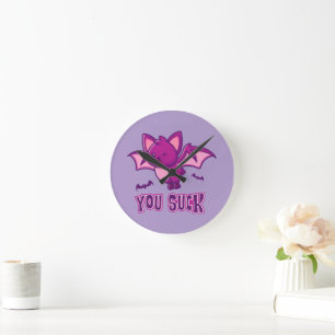 Süße und lustige Halloween-Vampirfledermäuse, ihr Runde Wanduhr