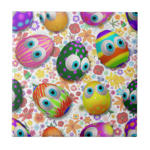 Süße und lustige Ostereier Cartoon Fliese
