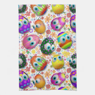 Süße und lustige Ostereier Cartoon Geschirrtuch