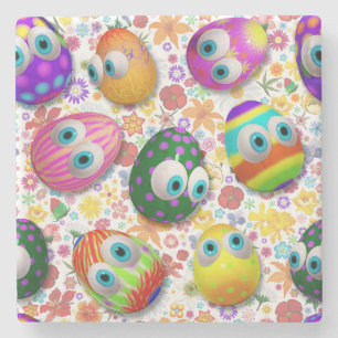 Süße und lustige Ostereier Cartoon Steinuntersetzer