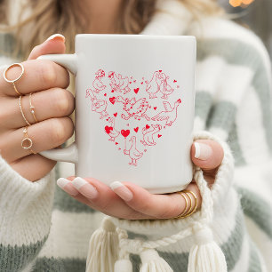 Süße und lustige Valentins-Gans-Herz Kaffeetasse