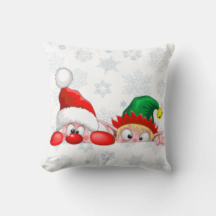 Süße und lustige Weihnachtsmann- und Elf-Figuren s Kissen