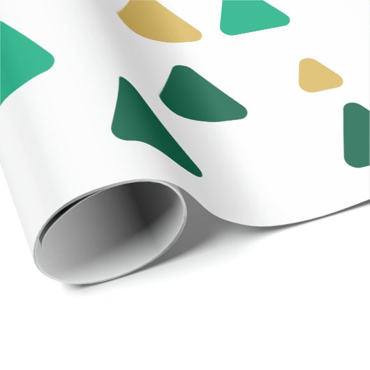 Süße und minimalistische grüne und goldene Wälder Geschenkpapier (Rolleneckpunkt)