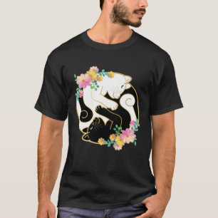 Süße und niedliche chinesische Yin-und-Yang-Katzen T-Shirt