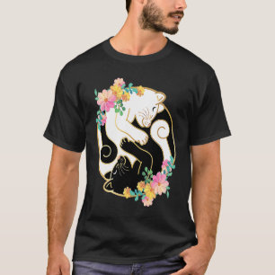 Süße und niedliche chinesische Yin-und-Yang-Katzen T-Shirt