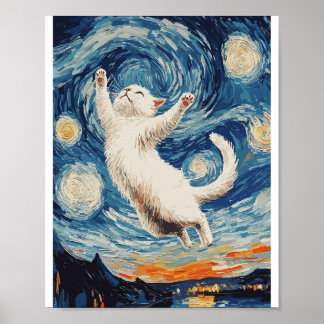 Süße und schöne weiße Katze Poster