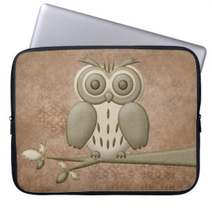 Süße und stilvolle Retro-Eule auf Ast Laptop-Hülle Laptopschutzhülle