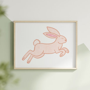Süße und verspielte handgezeichnete Kaninchen-Kind Poster