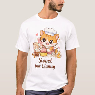 Süße ungeschickte Katze backt Cupcakes T-Shirt