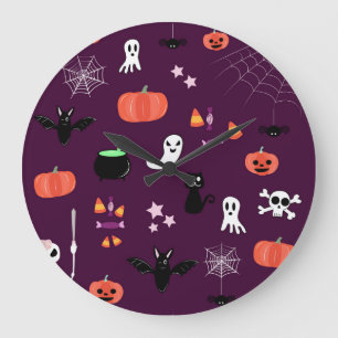Süße unheimliche Halloween-Kunst Große Wanduhr