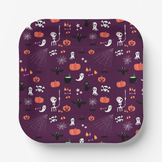 Süße unheimliche Halloween-Kunst Pappteller (Vorderseite)