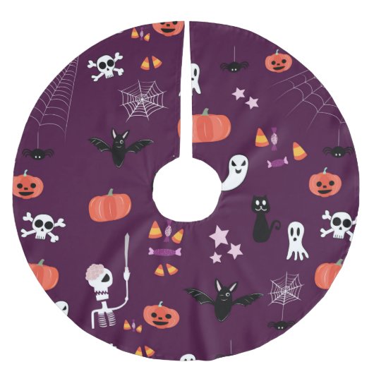 Süße unheimliche Halloween-Kunst Polyester Weihnachtsbaumdecke (Vorderseite)