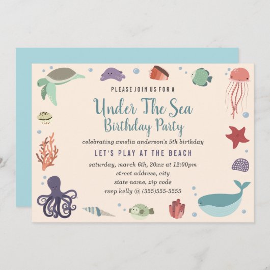 Süße unter dem Kindergeburtstag Einladung (Vorne/Hinten)