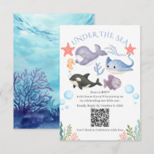 Süße Unterwasser-Aquarell-Baby-Party