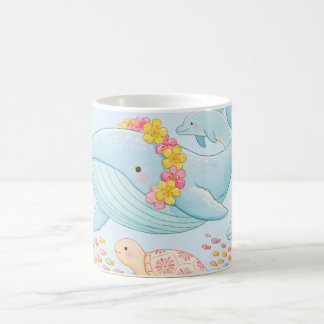 Süße Unterwasser-Ozean-Tiere Wasserfarbe Meerestie Kaffeetasse