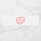 Süße Unzertrennliche Boho Rotes Herz Gartenhochzei Wasserflaschenetikett (Einzelnes Label)