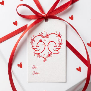 Süße Unzertrennliche Boho Rotes Herz Hochzeit Geschenkanhänger