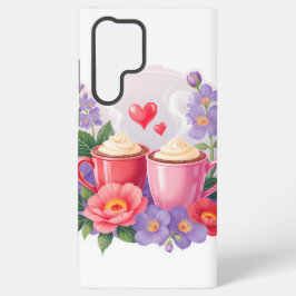 Süße Valentins-Cocoa-Tassen mit Blumen und Herzen Samsung Galaxy Hülle