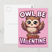 Süße Valentins-Eule – Eule wird dein Valentin sein Postkarte (Vorne/Hinten)