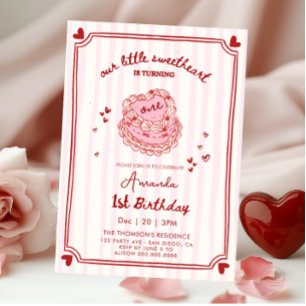 Süße Valentins-Handgezeichnete Geburtstagsfeier Einladung