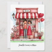 Süße Valentins-Shop-Couplemonogramme Flach Karte (Vorderseite)