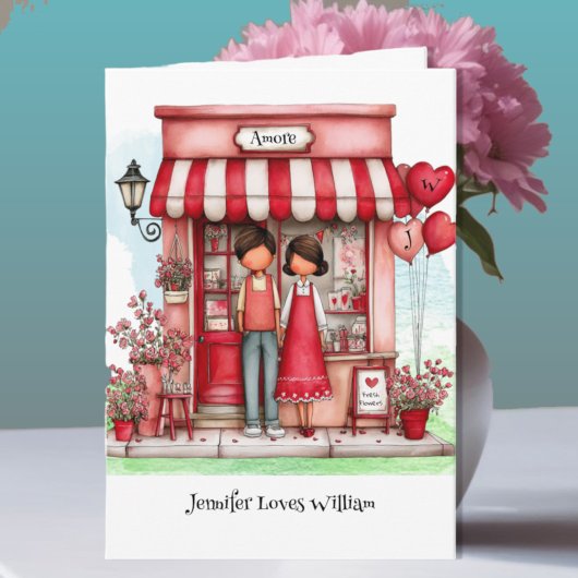 Süße Valentins Shop-Paar Karte