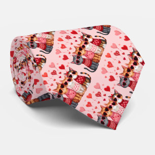 Süße Valentinskatzen in Herz-Sonnenbrillen Krawatte