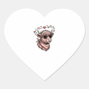 Süße Valentinskuh Vintage Gravur Herzbrille Herz-Aufkleber