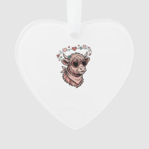 Süße Valentinskuh Vintage Gravur Herzbrille Ornament