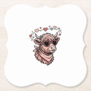 Süße Valentinskuh Vintage Gravur Herzbrille Untersetzer