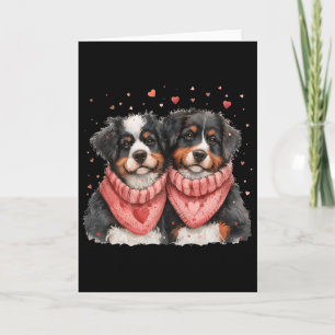 Süße Valentinstag Berner Sennenhunde lieben Herzen Karte
