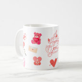 Süße Valentinstag-Doodle-Muster-Tasse Kaffeetasse (Vorderseite Links)