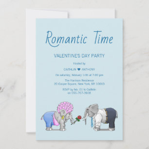 Süße Valentinstag-Elefanten Einladung