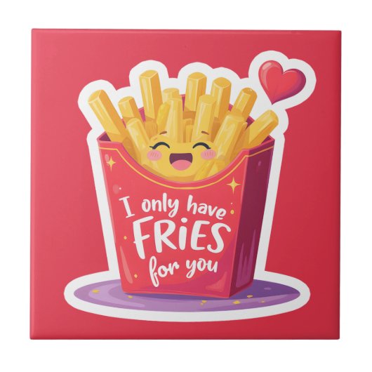 Süße Valentinstag-Fritten-Pun Fliese (Vorderseite)