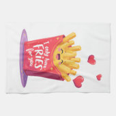 Süße Valentinstag-Fritten-Pun Geschirrtuch (Horizontal)