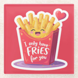 Süße Valentinstag-Fritten-Pun Glasuntersetzer