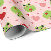 Süße Valentinstag-Frösche Geschenkpapier (Rolleneckpunkt)