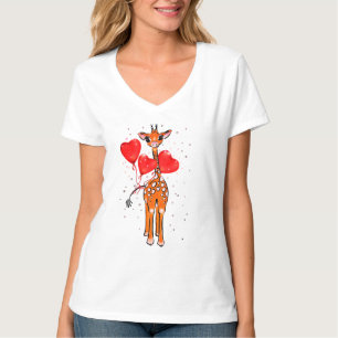 Süße Valentinstag-Giraffen-Herzballons T-Shirt