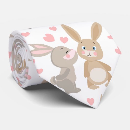 Süße Valentinstag-Hasen Krawatte (Gerollt)
