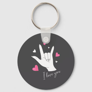 Süße Valentinstag-Herzen Ich liebe dich Handsignal Schlüsselanhänger
